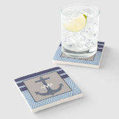 Der Anker-u. die Marine-blaue Streifen des Steinuntersetzer (Seitenansicht)