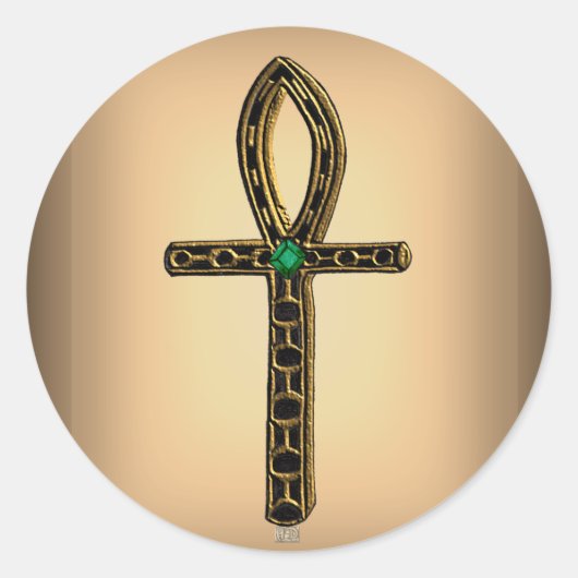 Der Ankh (Gold) Runder Aufkleber (Vorderseite)