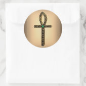 Der Ankh (Gold) Runder Aufkleber (Tasche)