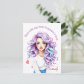 Der Anti-Valentine-Brauch der langhaarigen Rebelle Postkarte (Stehend Vorderseite)