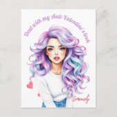 Der Anti-Valentine-Brauch der langhaarigen Rebelle Postkarte (Vorderseite)