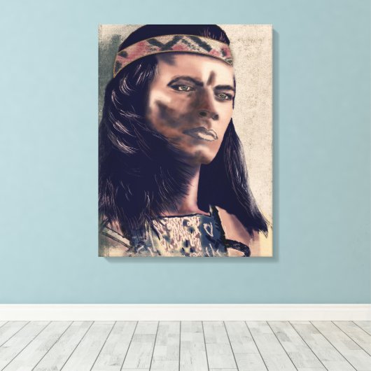 Der Apache - überzogene Canvas Leinwanddruck (Insitu (Holzboden))