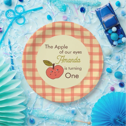 Der Apfel unserer Augen niedlicher Apfel Pappteller (Party)