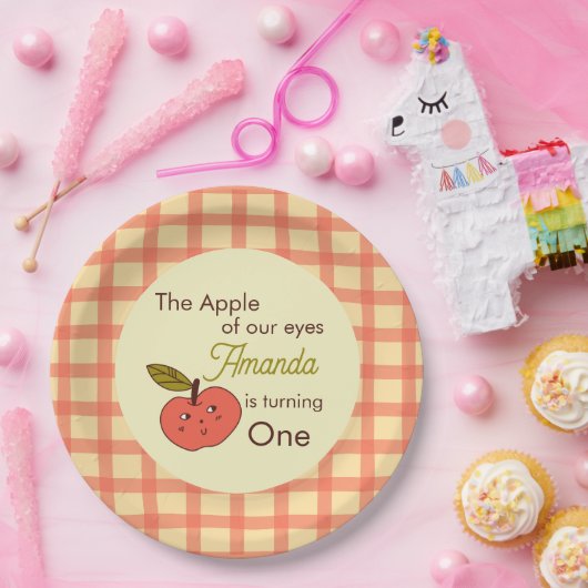 Der Apfel unserer Augen niedlicher Apfel Pappteller (Party)