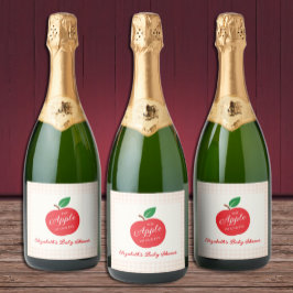Der Apfel unserer Augenbabydusche Schaumweinetikett