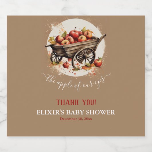 Der Apfel unserer Augenbabydusche Schaumweinetikett (Einzelnes Label)