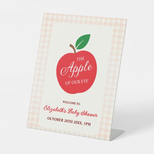 Der Apfel unserer Augenbabydusche Sockelschild (Vorderseite)