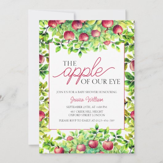 Der Apfel unserer Baby-Dusche aus dem Auge Ernteda Einladung (Vorderseite)