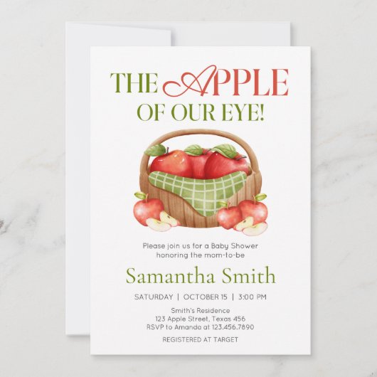 Der Apfel unserer Babydusche Einladung (Vorderseite)