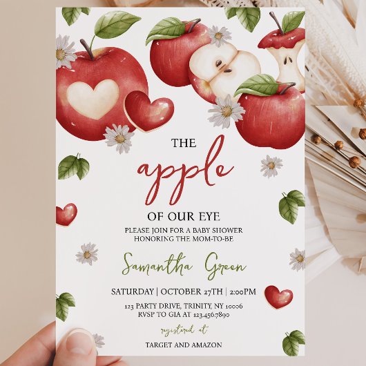 Der Apfel unserer Babydusche Einladung