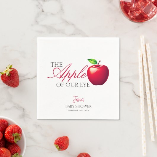 Der Apfel unserer Babydusche im Augenfall Serviette (Beispiel)