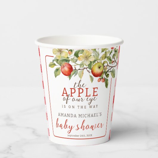 Der Apfel unserer Babydusche Pappbecher (Rückseite)