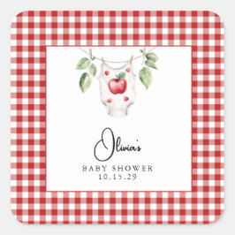 Der Apfel unserer Babydusche Quadratischer Aufkleber