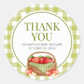 Der Apfel unserer Babydusche Runder Aufkleber (Vorderseite)