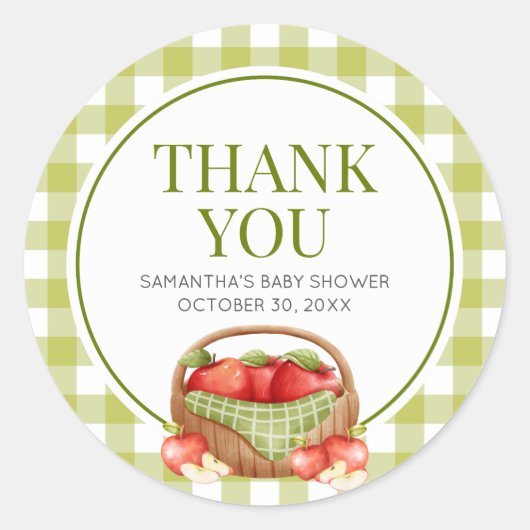 Der Apfel unserer Babydusche Runder Aufkleber (Vorderseite)