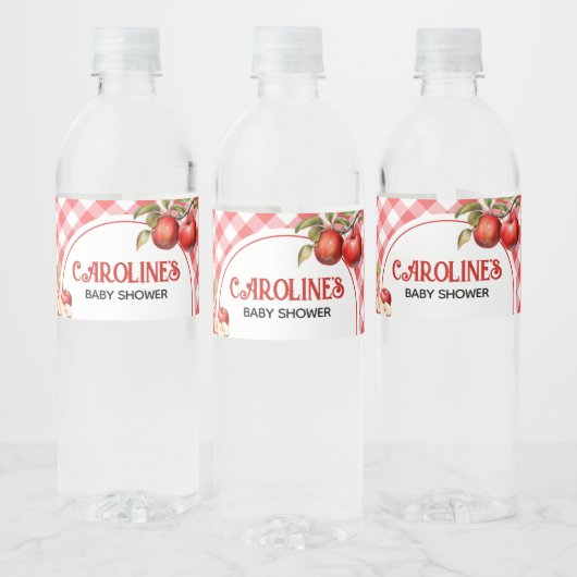 Der Apfel unserer Babydusche Wasserflaschenetikett (Flaschen)