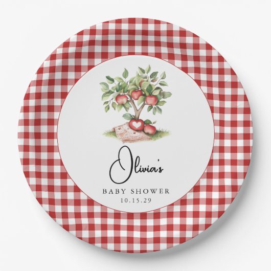 Der Apfel unserer Babyduschplatte Pappteller (Vorderseite)