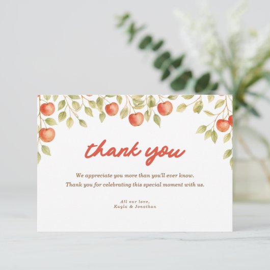Der Apfel unserer Herbst-Herbstdusche Dankeskarte (Stehend Vorderseite)