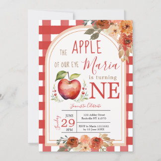 Der Apfel unseres Auges dreht ONE Fall Geburtstag Einladung