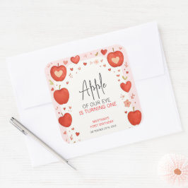 Der Apfel unseres Auges fällt als Geburtstag Quadratischer Aufkleber