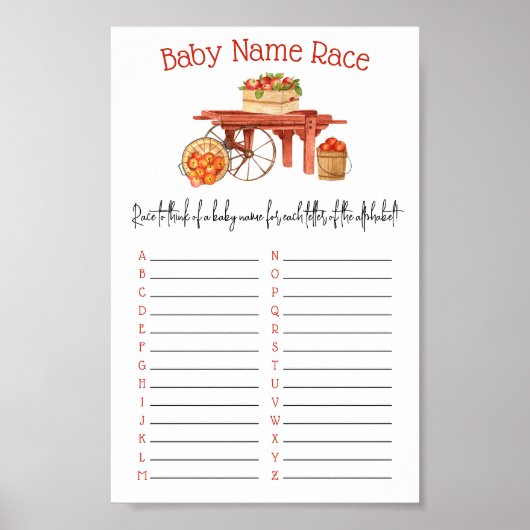 Der Apfel unseres Baby Name Race Duschspiels Poster (Vorne)