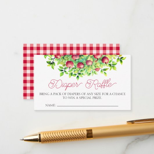 Der Apfel unseres Erntedank-Windelwindels Begleitkarte (Vorderseite/Rückseite Beispiel)