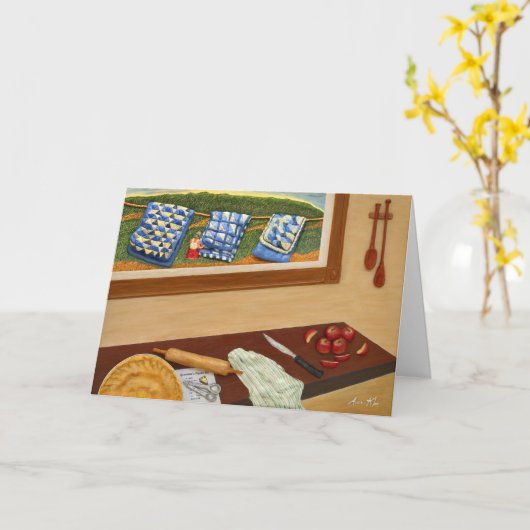 Der Apfelkuchen der Großmutter Karte (Gelbe Blume)