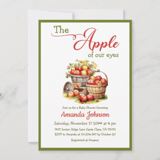 Der Apple Our Eyes Fall Harvest Baby Shower Einladung (Vorderseite)