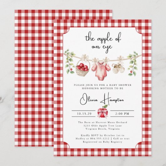 Der Apple unserer Baby Dusche Einladung (Vorne/Hinten)