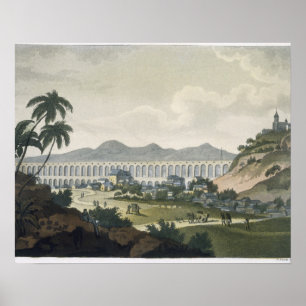 Der Aquädukt in Rio de Janeiro (Farbstich) Poster