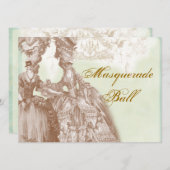 Der aquamarine und goldene Maskenball Einladung (Vorne/Hinten)