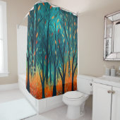 Der Aquamarine Wald im Herbst Duschvorhang (Beispiel)