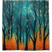 Der Aquamarine Wald im Herbst Duschvorhang (Vorderseite)