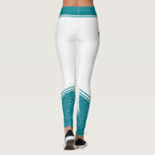 Der aquamarine, weiße, blumenweiße Name des Design Leggings (Rückseite)