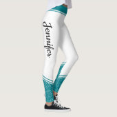 Der aquamarine, weiße, blumenweiße Name des Design Leggings (Rechts)