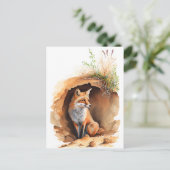 Der Aquarellfox in seinen Fächern Postkarte (Stehend Vorderseite)