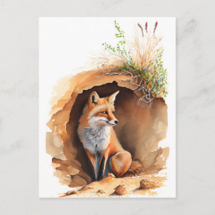 Der Aquarellfox in seinen Fächern Postkarte