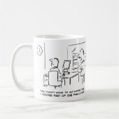 Der Arbeiter sagte, er sei nun Teil der Office-Fam Kaffeetasse (Links)