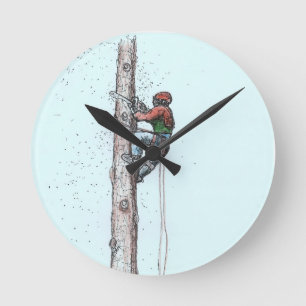 Der Arborist-Baumchirurg Runde Wanduhr