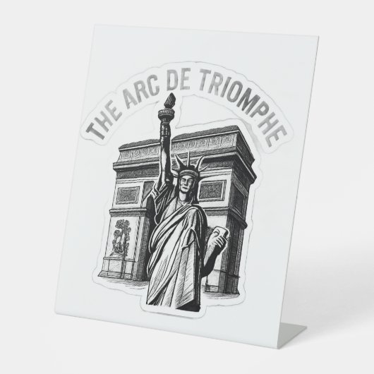 Der Arc de Triomphe trifft Freiheit - Schwarz & We Sockelschild (Vorderseite)