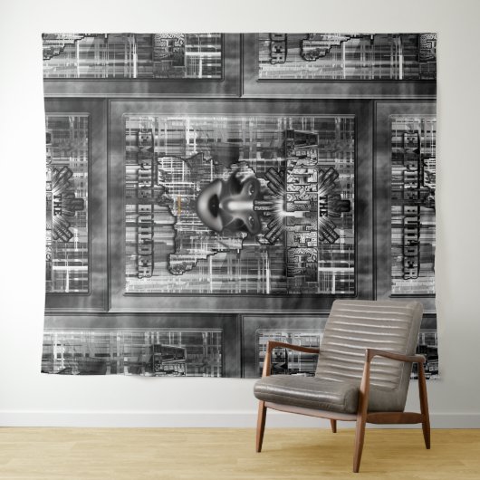 Der Architekt_Empire Builder Abstrakte digitale Ku Wandteppich (Beispiel (Horizontal))