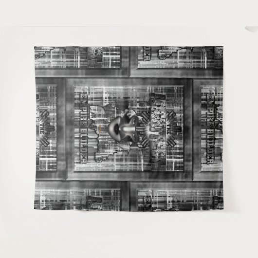 Der Architekt_Empire Builder Abstrakte digitale Ku Wandteppich (Vorderseite (Horizontal))