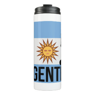 Der argentinische Flag-Fußballspieler verwendet Pu Thermosbecher