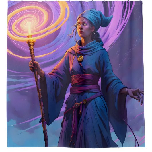Der Arkane Pfad – Fantasy-Zauberer-Kunst-Duschvorh Duschvorhang (Vorderseite)