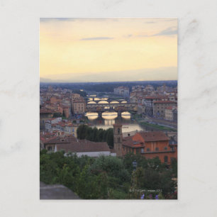 Der Arno und die Ponte Vecchio in Florenz, Postkarte