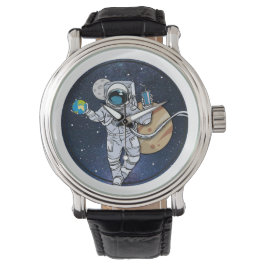 Der Astronaut genießt den Weltraum ( Uhr) Armbanduhr