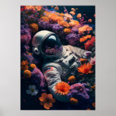 Der Astronaut liegt in bunten Blume Poster (Vorne)