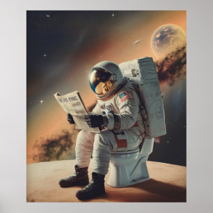 Der Astronaut liest die Zeitung Poster