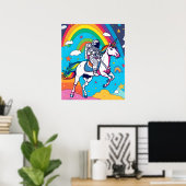 Der Astronaut reitet ein Einhorn auf der Weltraumw Poster (Heimbüro)