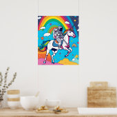 Der Astronaut reitet ein Einhorn auf der Weltraumw Poster (Küche)